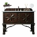 James Martin Vanities Balmoral 48in Single Vanity, Antique Walnut w/ 3 CM Eternal Jasmine Pearl Quartz Top 150-V48-ANW-3EJP